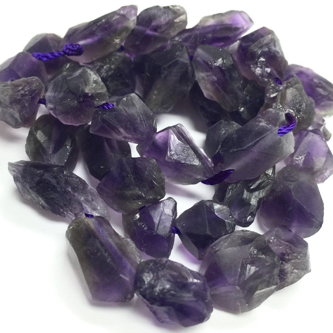 Amethyst Satin Rough Cut Nugget Beads