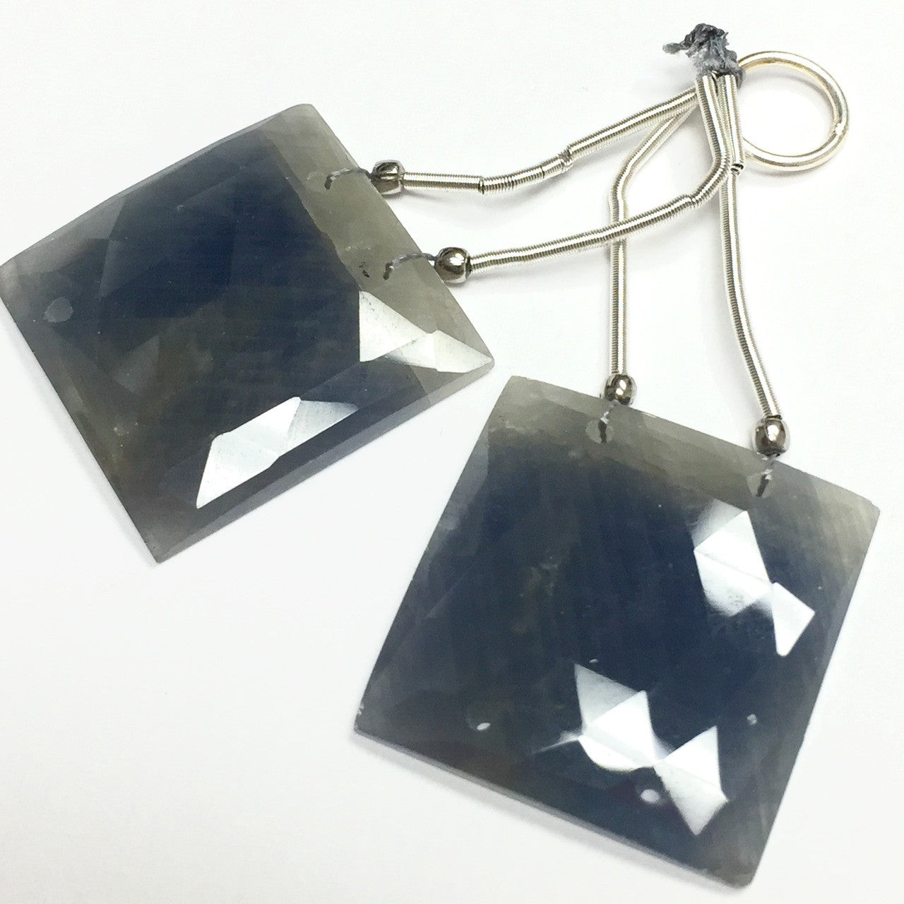 Rare Fancy Sapphire 2-holed Faceted Dangler Bead Set