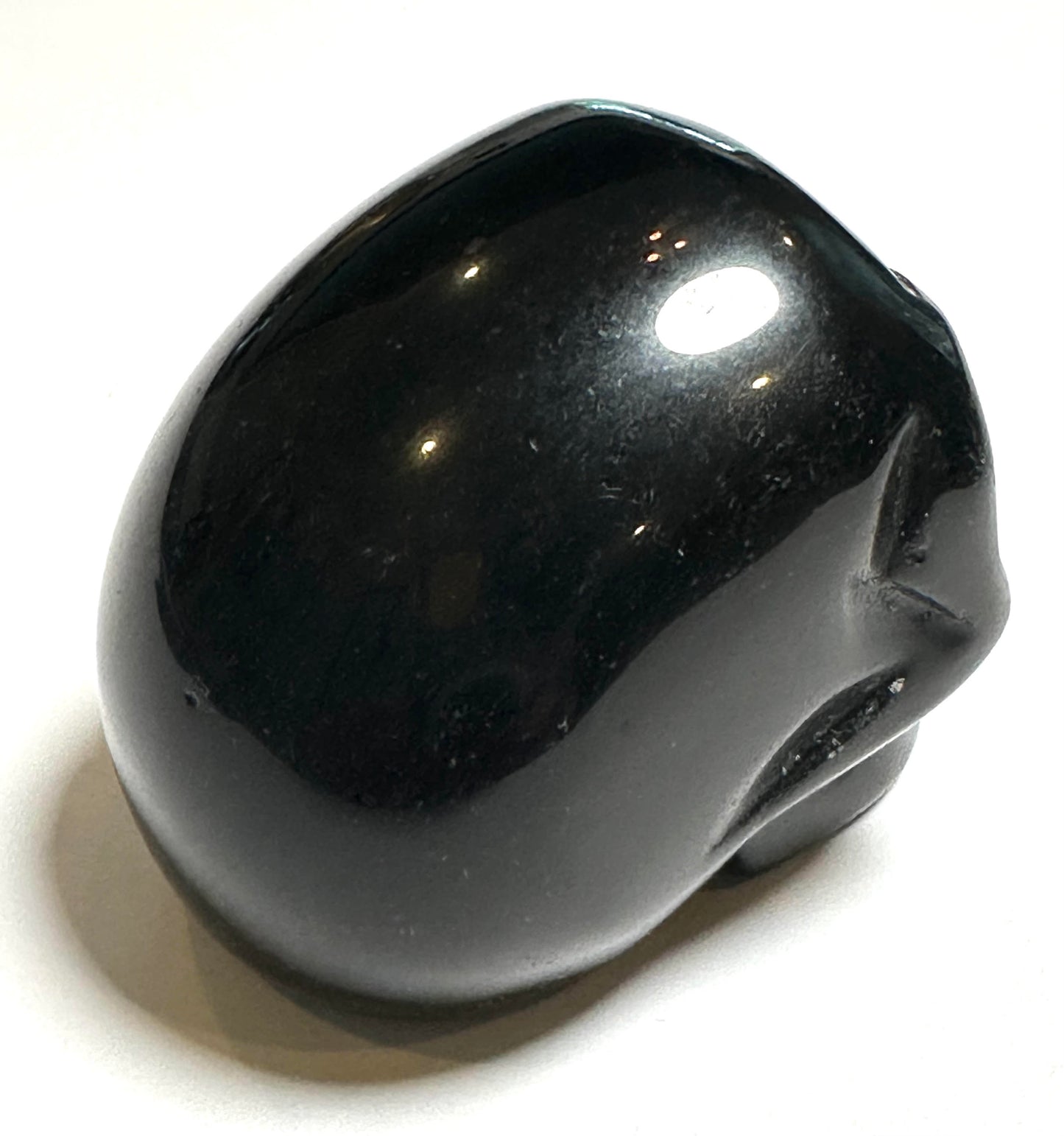 Hand Carved Polished Shungite Skull 1 1/4" x 1 3/4" x 1 5/8" #NC7937