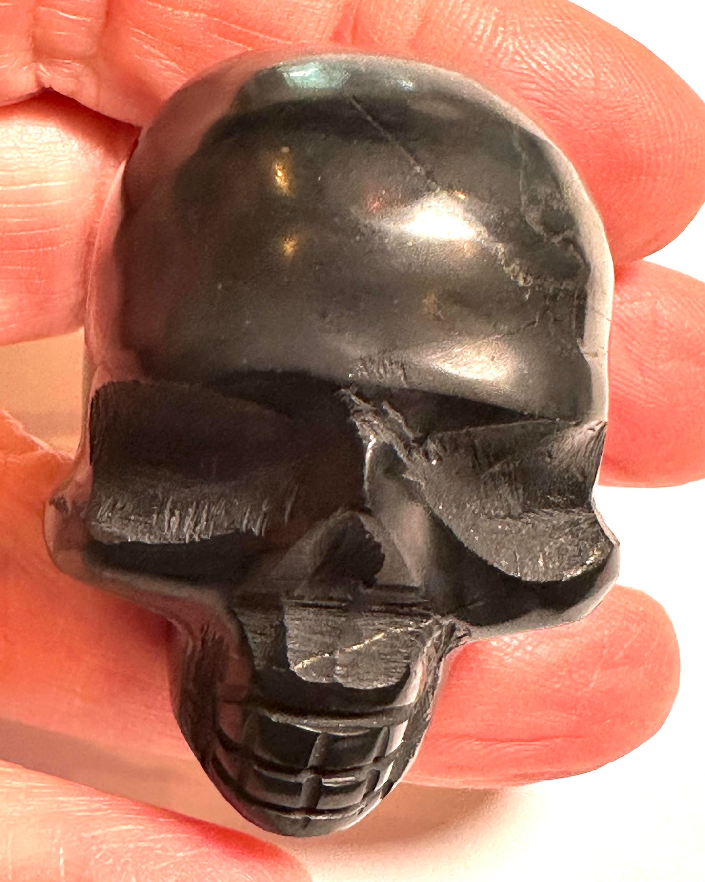 Hand Carved Polished Shungite Skull 1 1/4" x 1 1/2" x 1 1/4" #NC7936