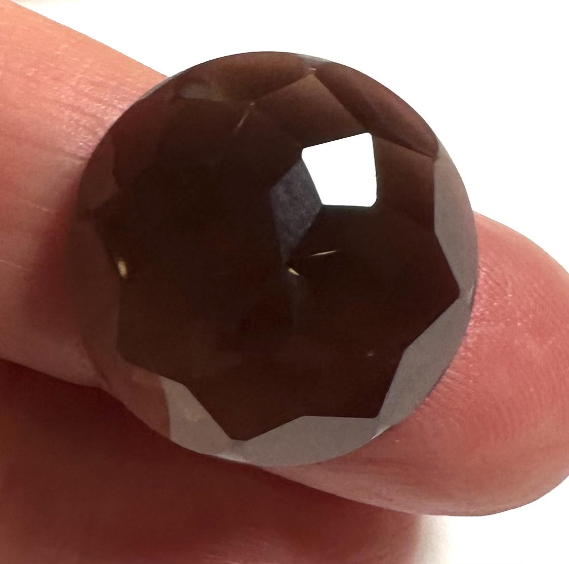 A-Grade Smoky Quartz Faceted Cabochon – 20mm Round- #18142