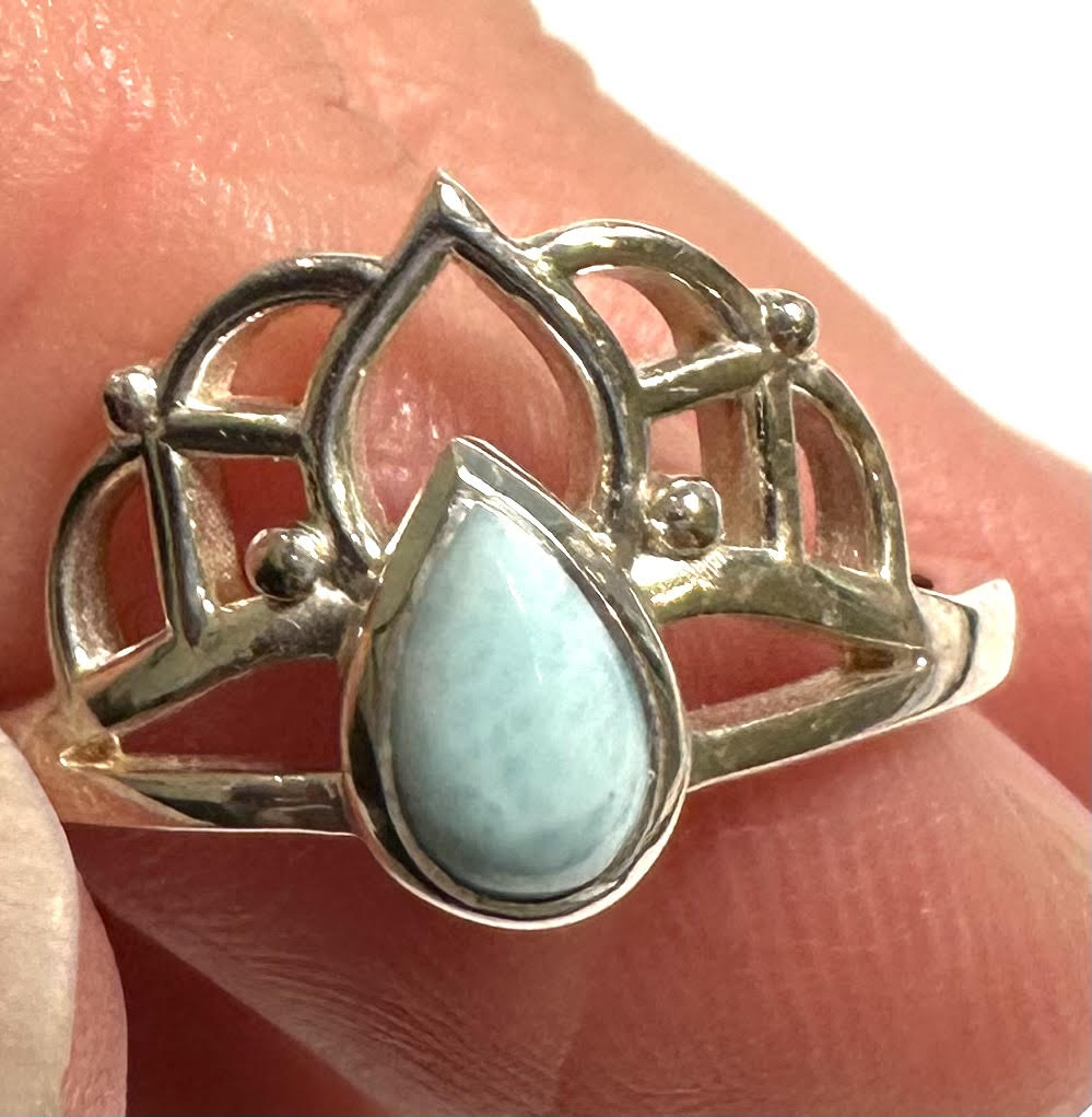 Larimar Crown Filigree Sterling Silver Ring SP7720