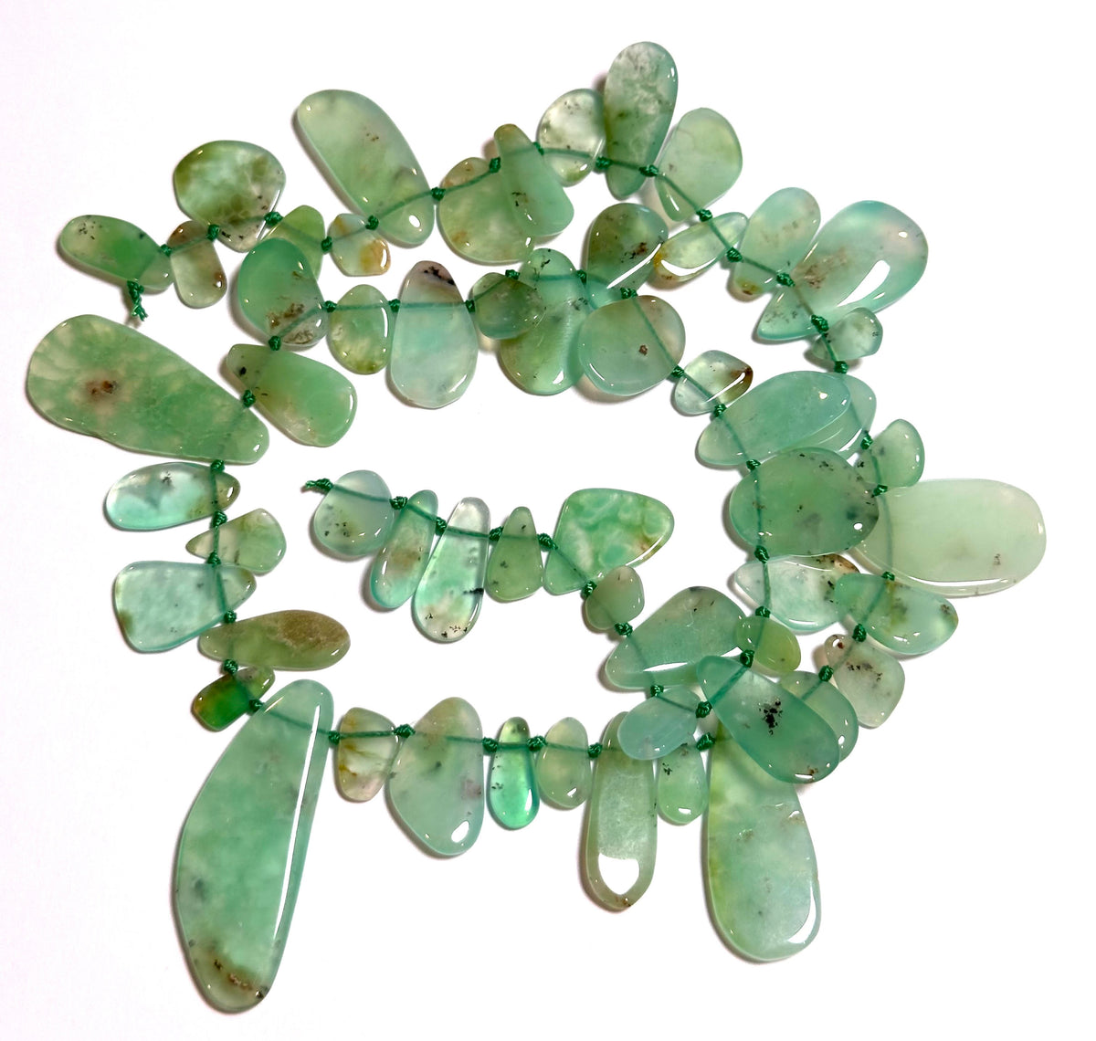 Natural Chrysoprase Freeform Teardrop Slab Beads 10 to 35mm #SP7930