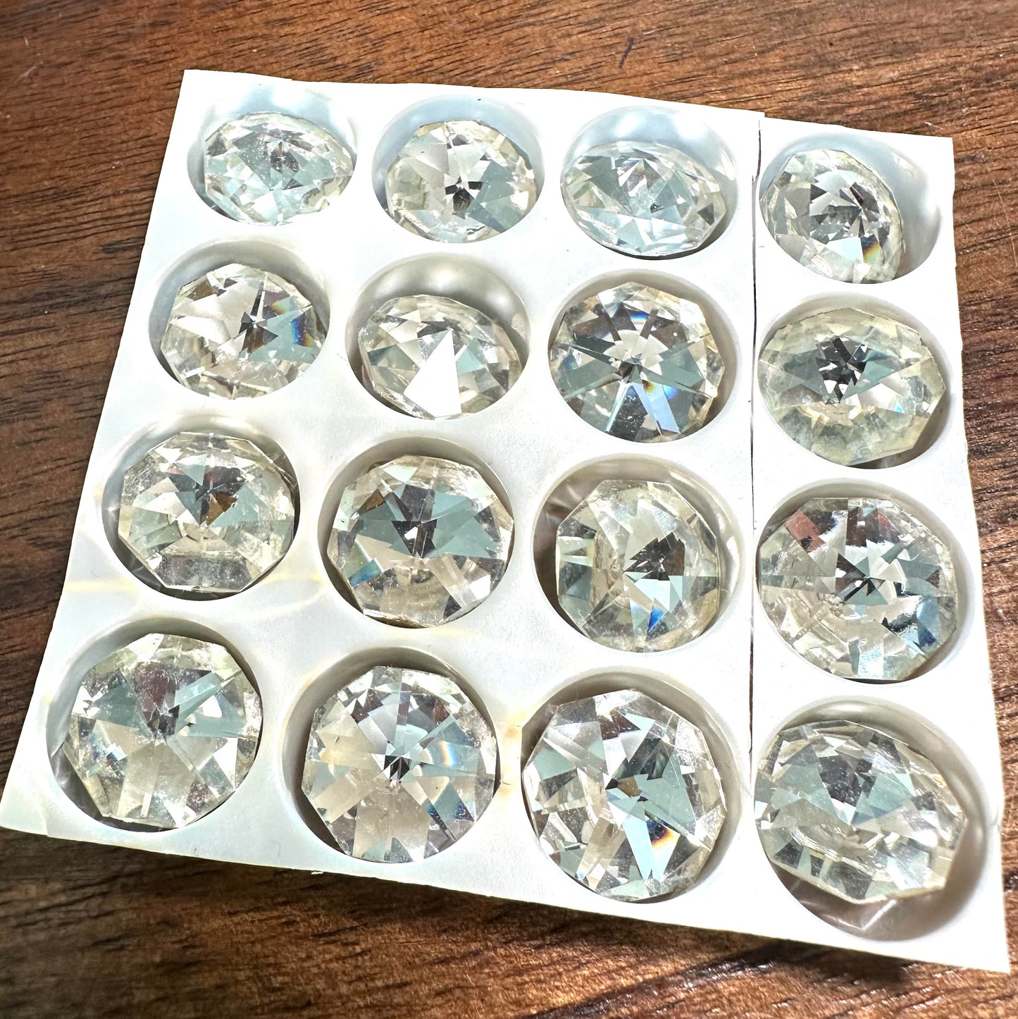 Vintage Octagon Gold Foil Back Crystals (14mm) – 16 Piece Lot – VB6600