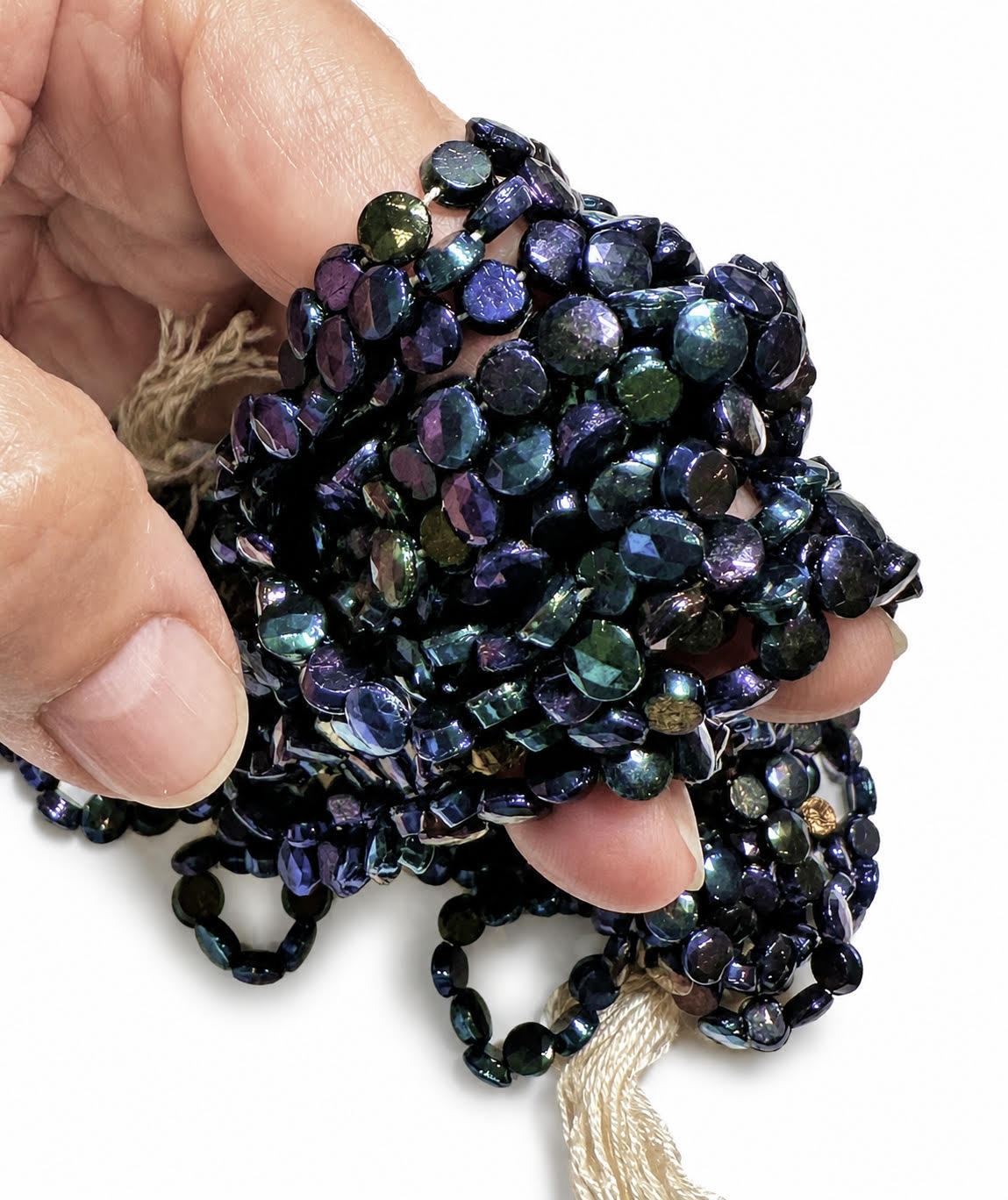 Vintage Peacock Iris Nailhead Beads 5mm Original Western Germany Hank #VB109