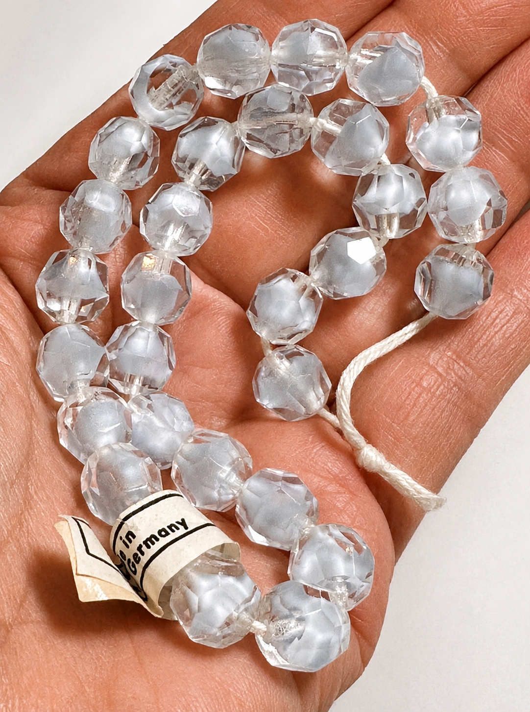 Vintage West German Blue Givre Faceted Crystal Beads with Original Tag 10mm #VB102