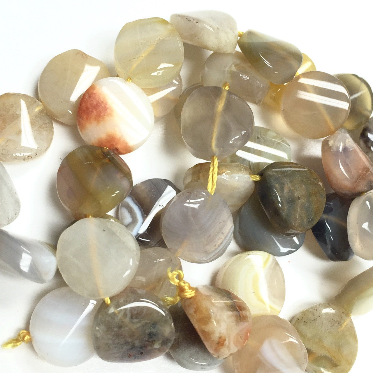 Botswana Agate Twisted Coin - 10mm