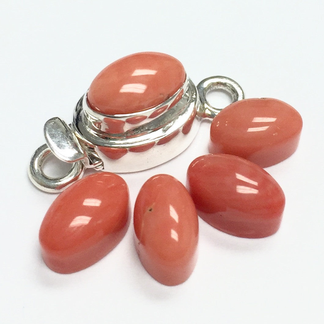Natural Coral High Dome Cabochons-8 x 5 x 5mm
