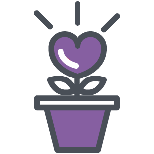 purple potted plant with a heart-shaped flower