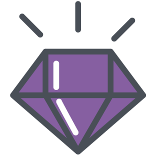 purple diamond icon with shining effect
