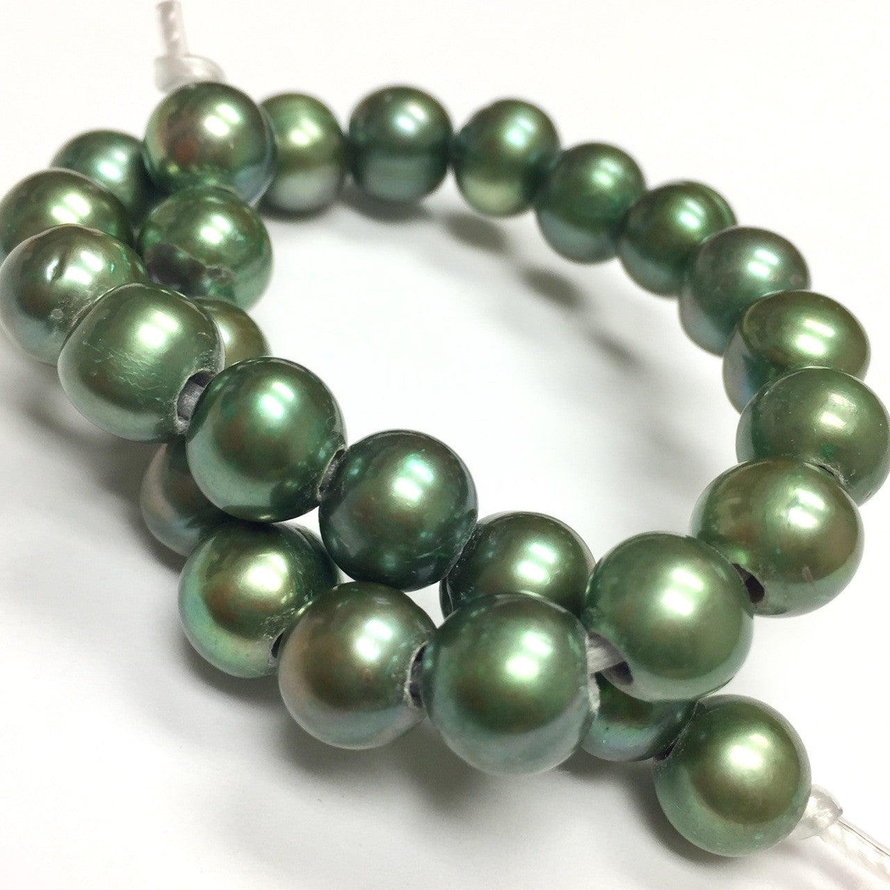 Large Holed Freshwater Potato Pearl Beads-Sage Green-8-9mm