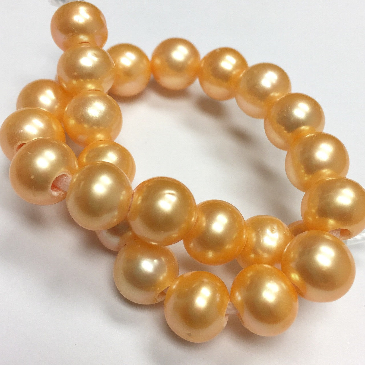 Large Holed Freshwater Potato Pearl Beads-Cantaloupe-8-9mm