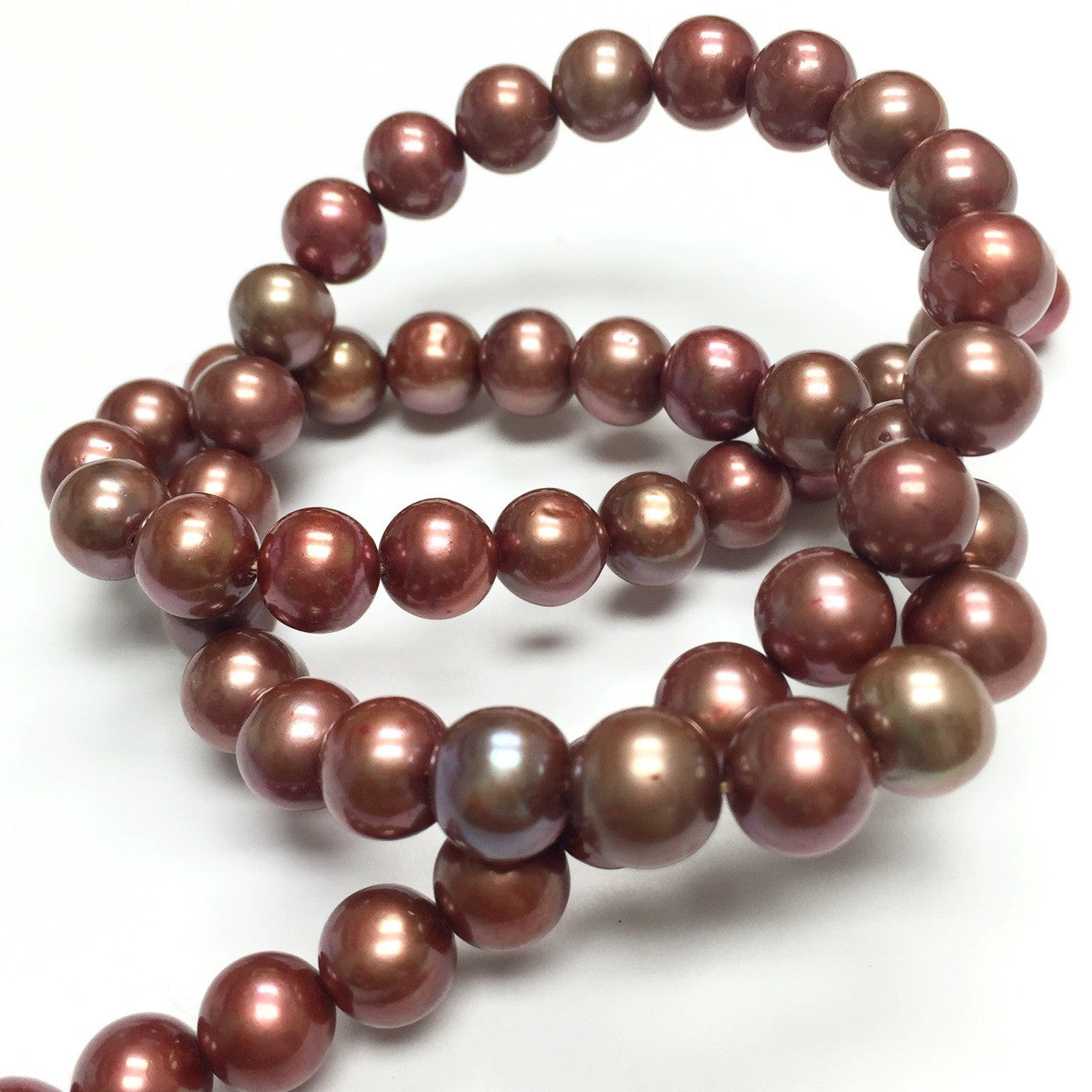 Freshwater Watermelon Semi-Round Potato Pearls 7.5-8mm