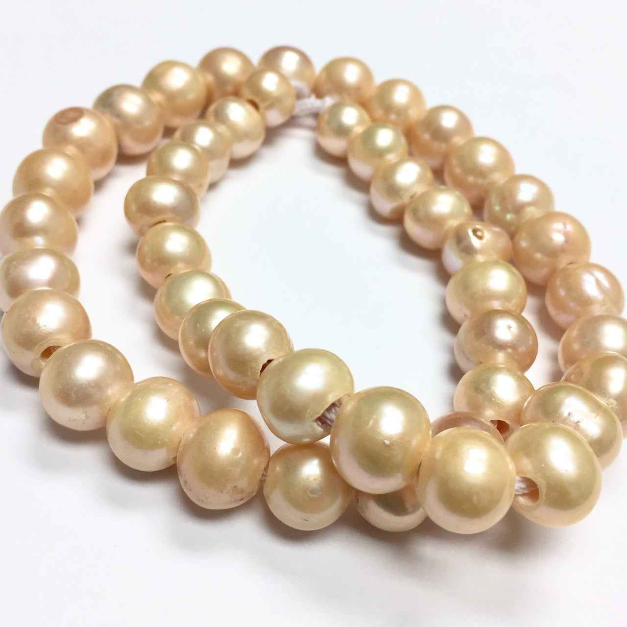 Large Holed Freshwater Potato Pearl Beads-Peach-9-10mm