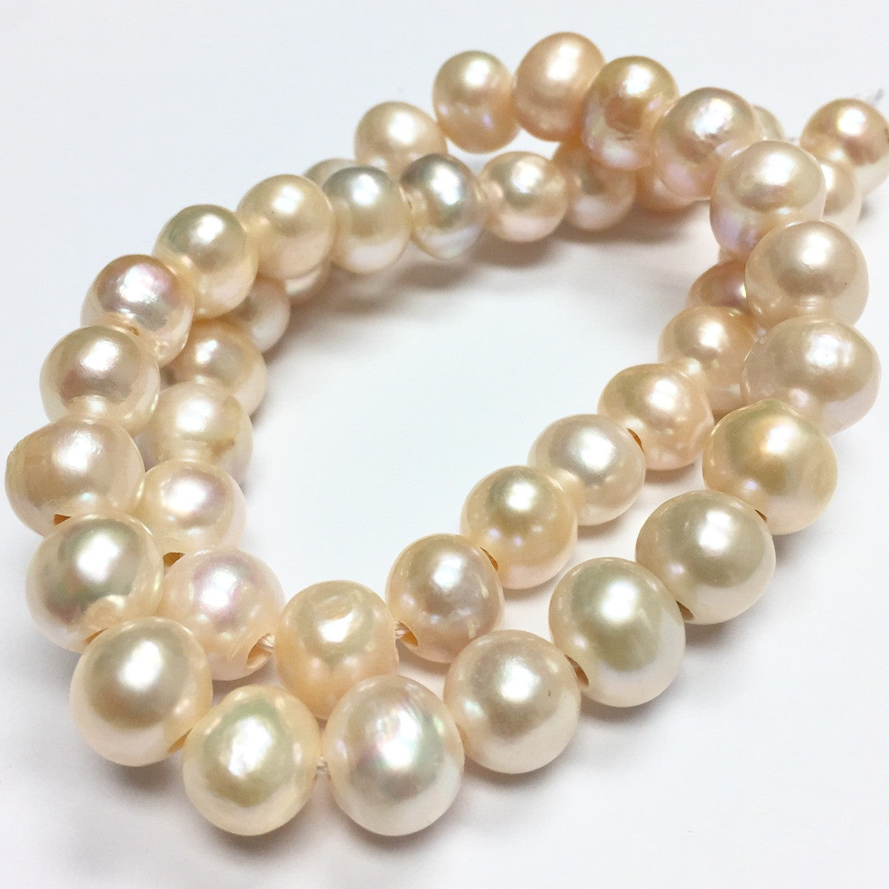 Large Holed Freshwater Potato Pearl Beads-Peachy Pink-9-10mm