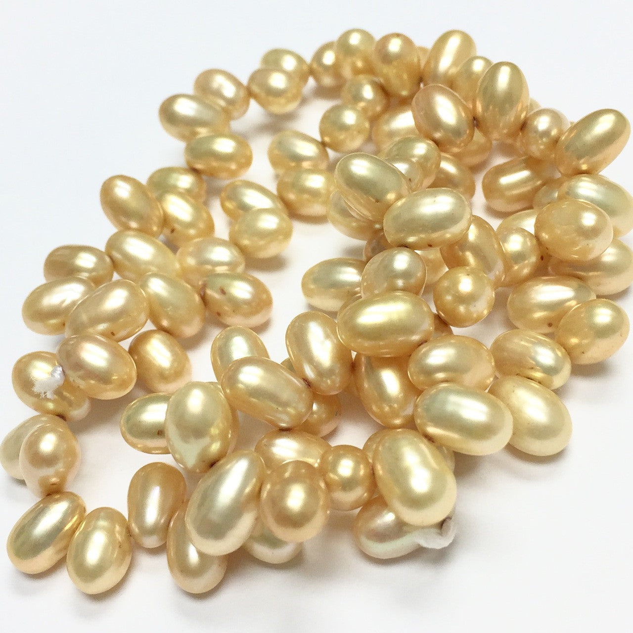 Freshwater Buttercream Top Drilled Dancing Rice Pearl Beads-8 x 5mm