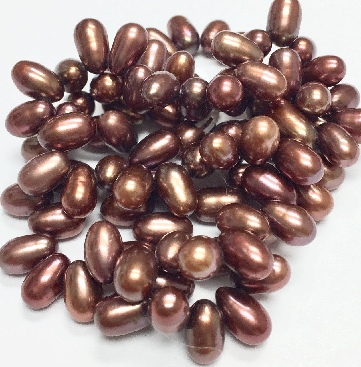 Freshwater Mocha Top Drilled Dancing Rice Pearl Beads-9 x 6mm