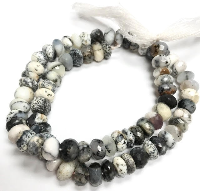 Dendrite Opal Faceted Rondell Beads 7.5-8mm