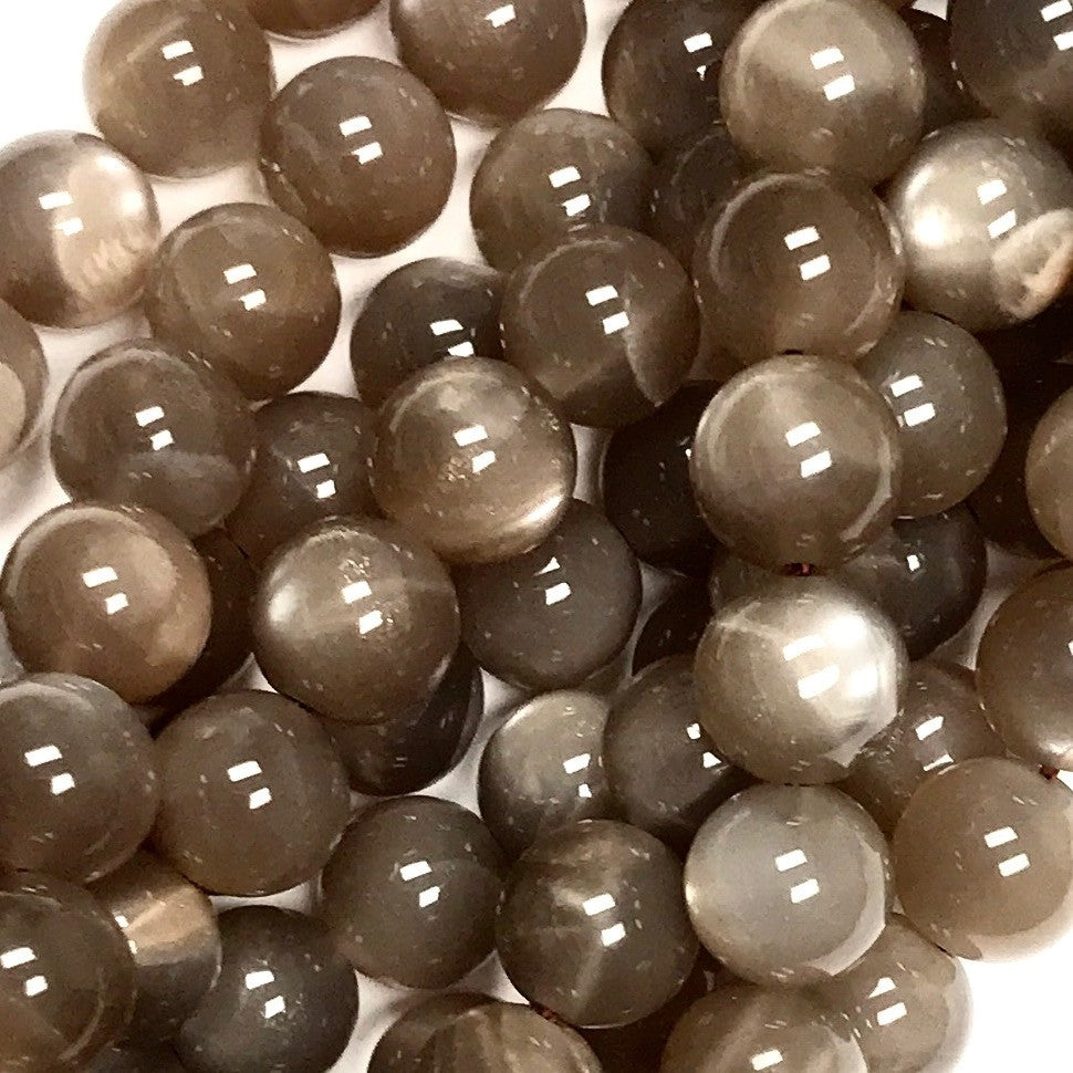 RARE-Highly Polished Chocolate Moonstone Beads 10mm