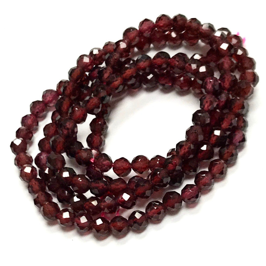 Garnet Micro Diamond Cut Beads