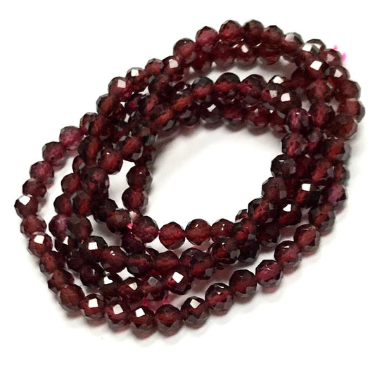Garnet Micro Diamond Cut Beads