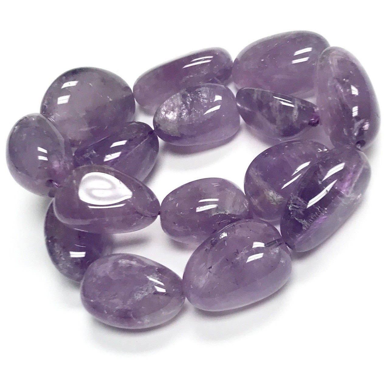 Amethyst Highly Polished Graduated Oval Beads