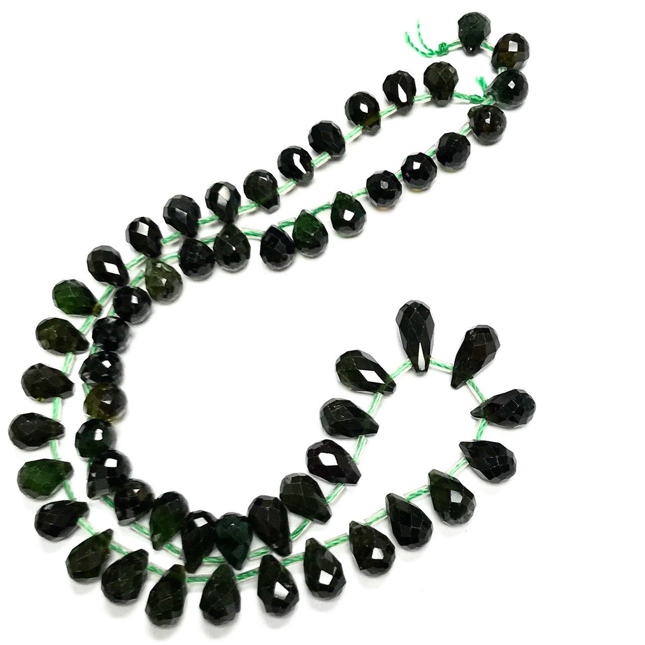 RARE One of a Kind Graduated Green Tourmaline Briolette Beads