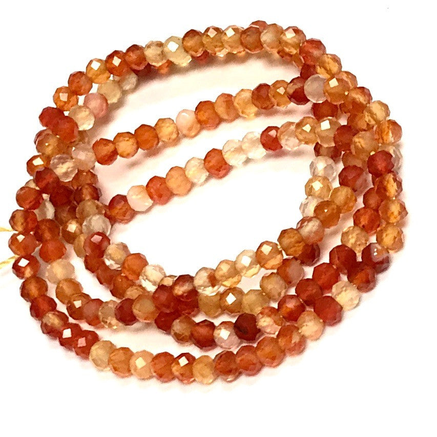 Micro Diamond Cut Carnelian Rondell Beads