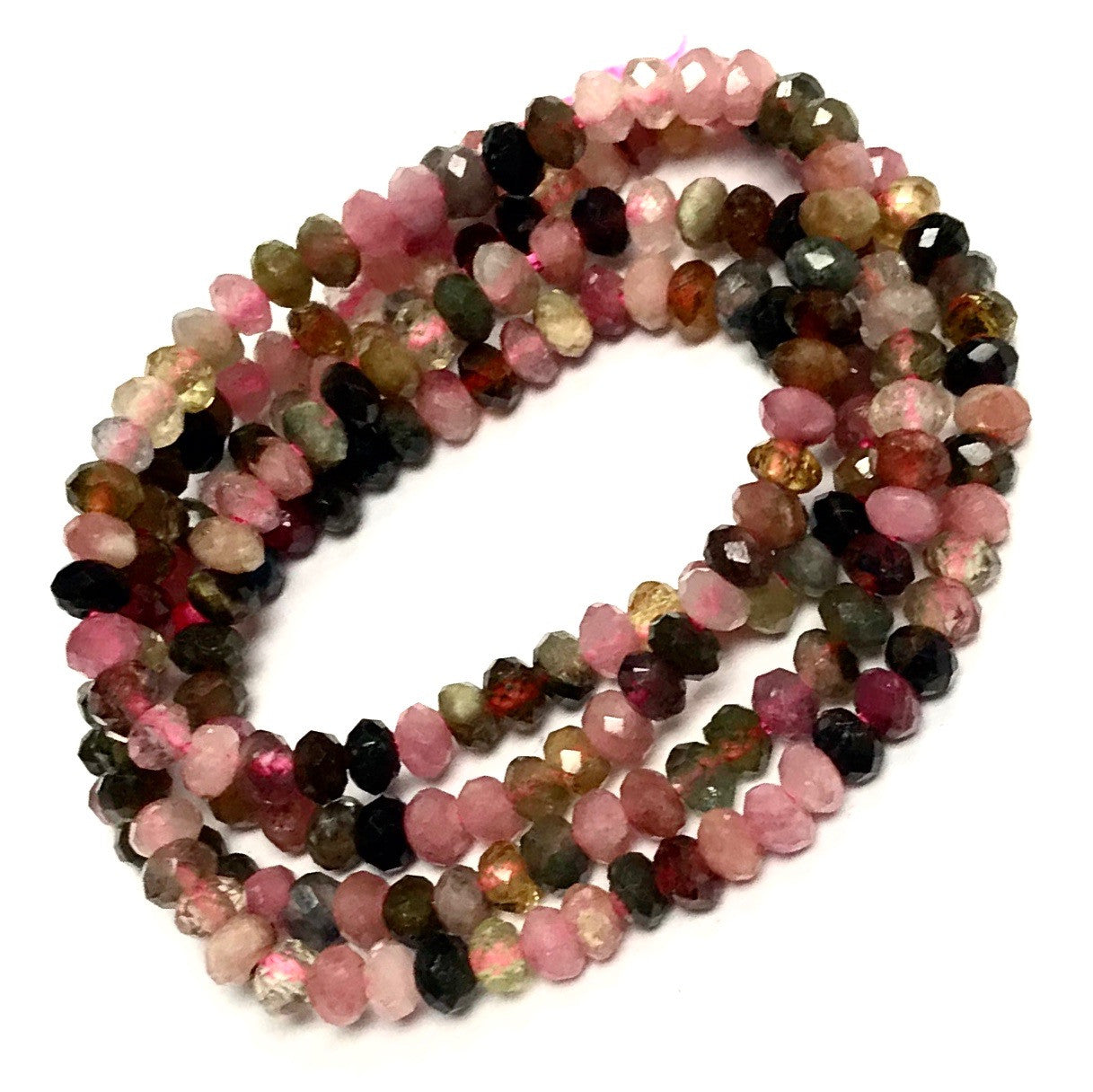 Micro Diamond Cut Rainbow Tourmaline Beads
