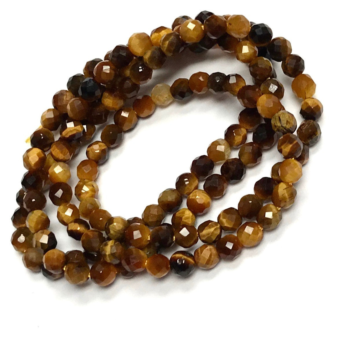 Micro Diamond Cut Round Tiger Eye Beads