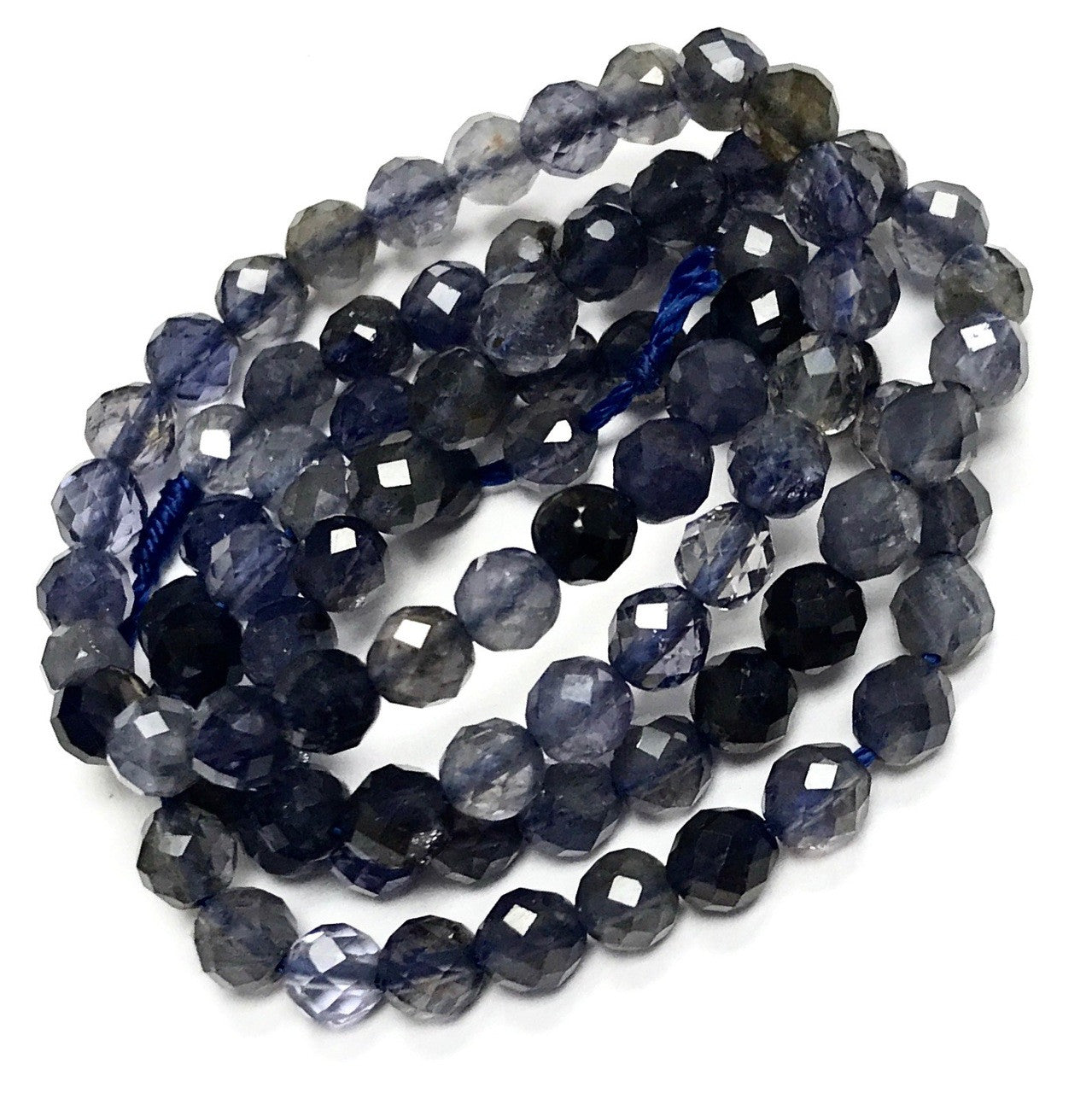 Micro Diamond Cut Iolite Round Beads