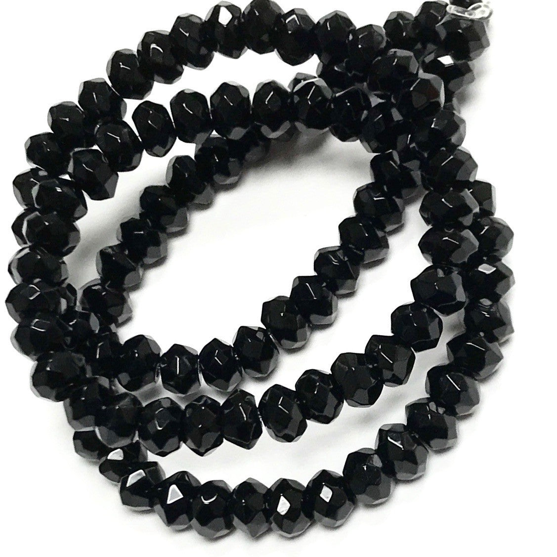 Black Onyx Faceted Rondell Beads-6mm
