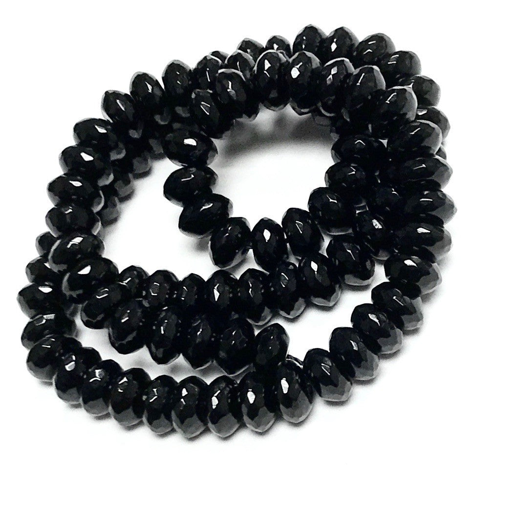 Black Onyx Faceted Rondell Beads-8mm