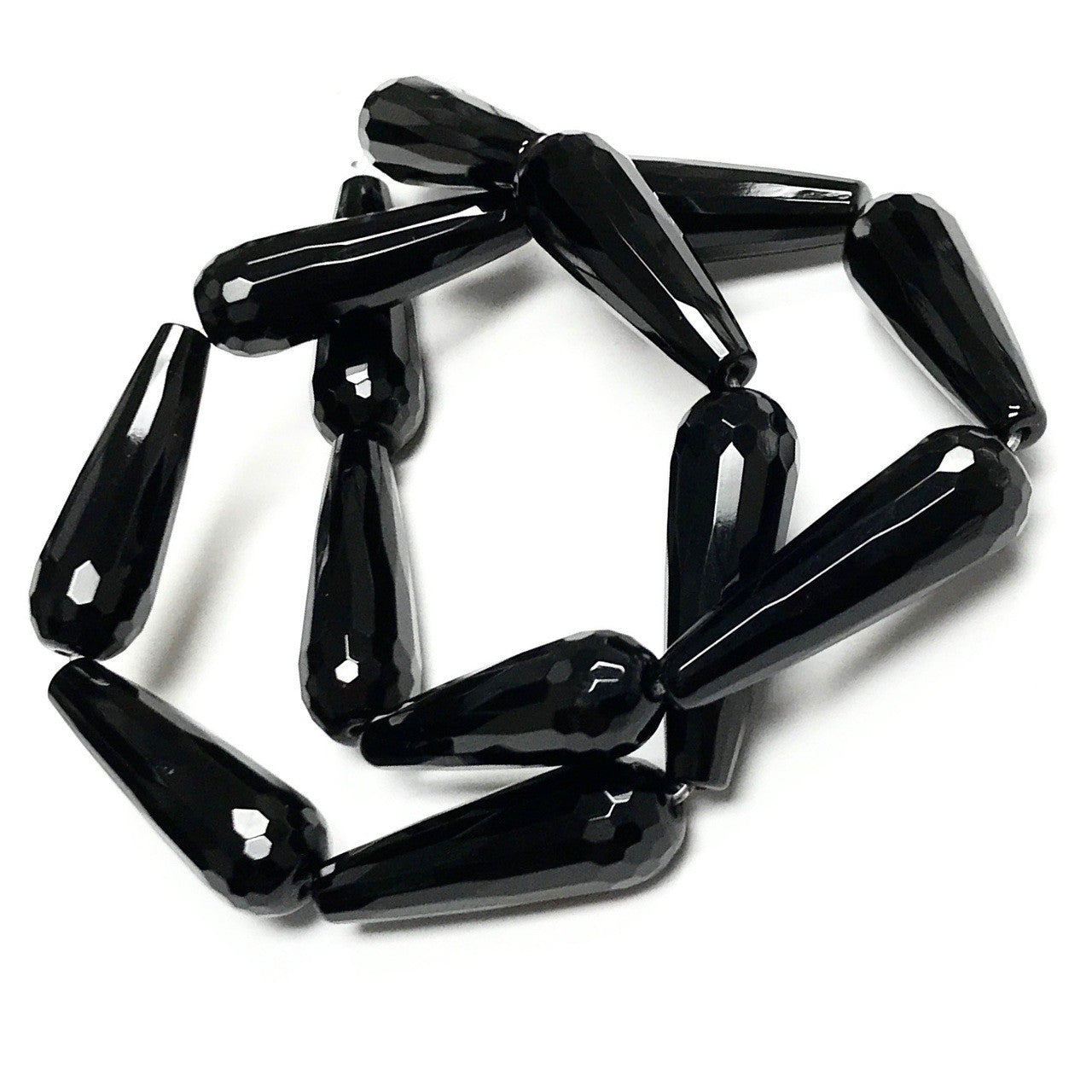 Black Onyx Faceted Teardrop Beads