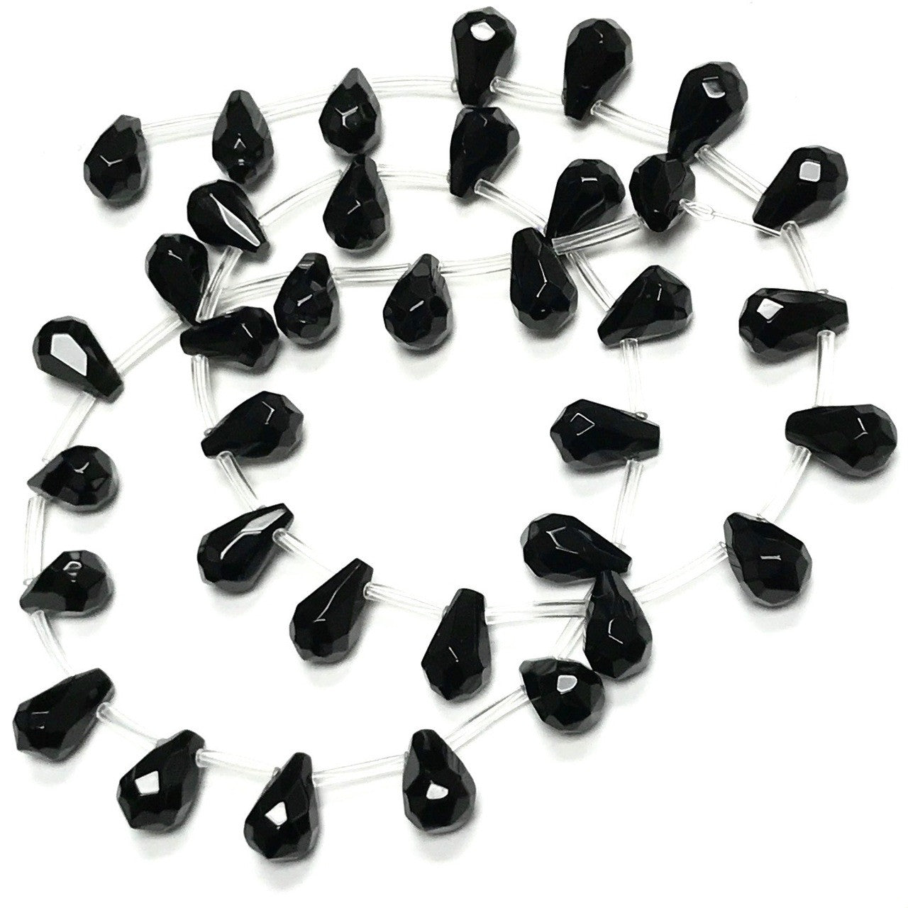 Black Onyx Faceted Briolette Beads