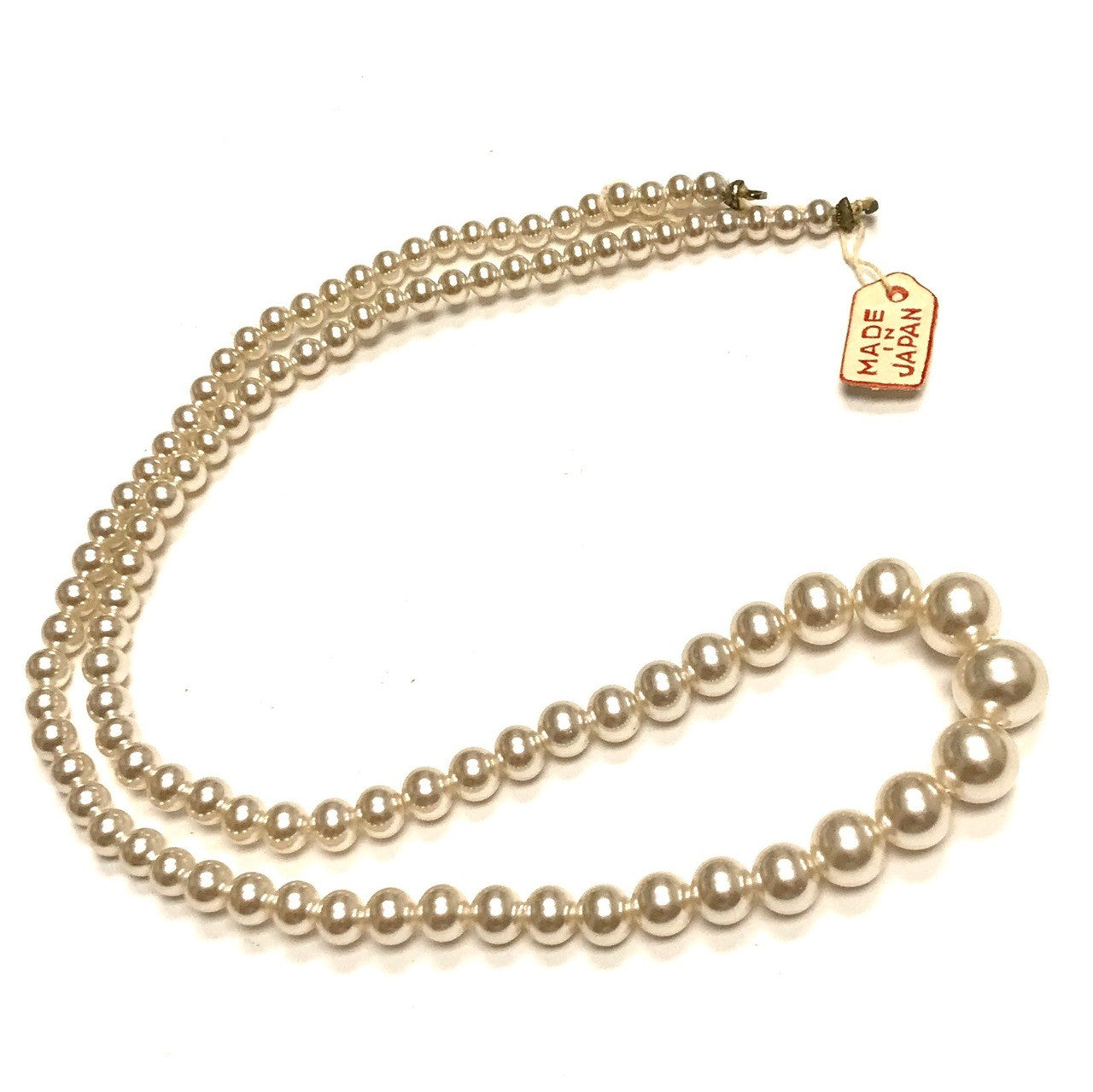 Vintage-Made in Japan- Graduated Creamy White Glass Faux Pearl Beads
