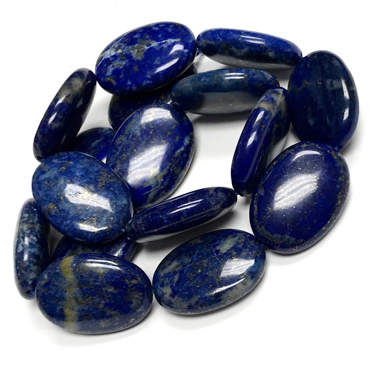 Lapis Polished Flat Oval Beads
