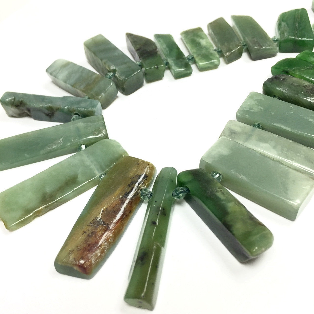 British Canadian Jade Graduated Top Drilled Picket Beads