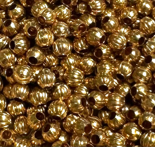 Rare Vintage French Torse Beads Gold-Plated Brass 2mm #VB8014