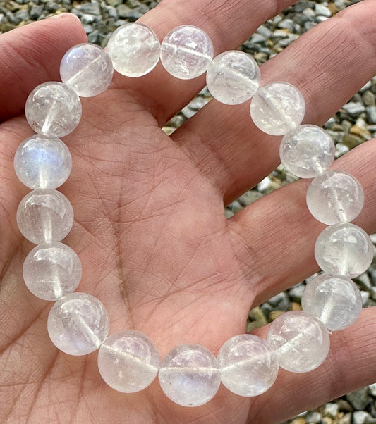 RAINBOW MOONSTONE MALA BEAD BRACELET 11MM #MALA40