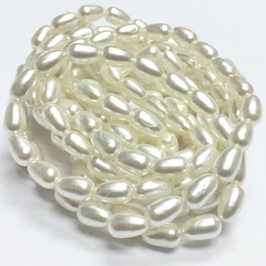 Vintage Japanese Faux White Rice Pearls 5 x 8mm