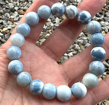 BLUE OPAL MALA BEAD BRACELET 12MM #MALA37