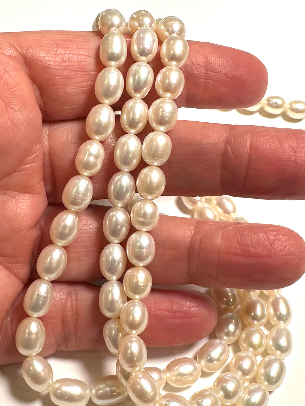 Ivory Freshwater Rice Pearl Bead Strand 7 × 9 mm #PB7888