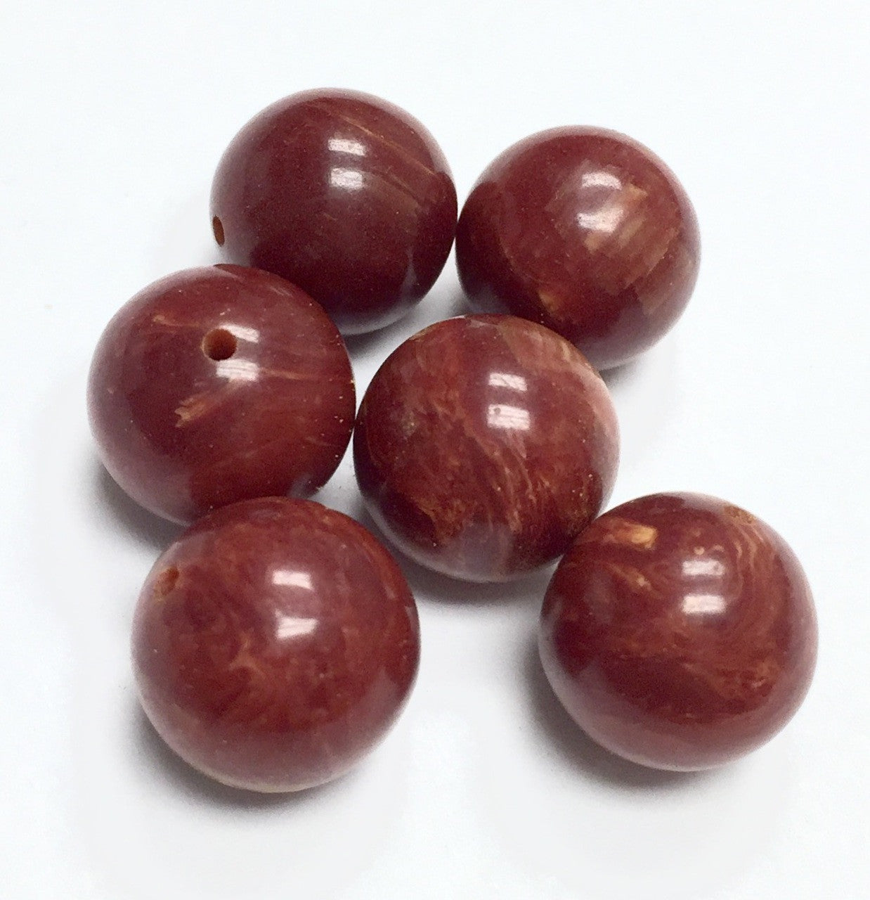 Vintage Bakelite Beads - Riboned Red Grape 12mm