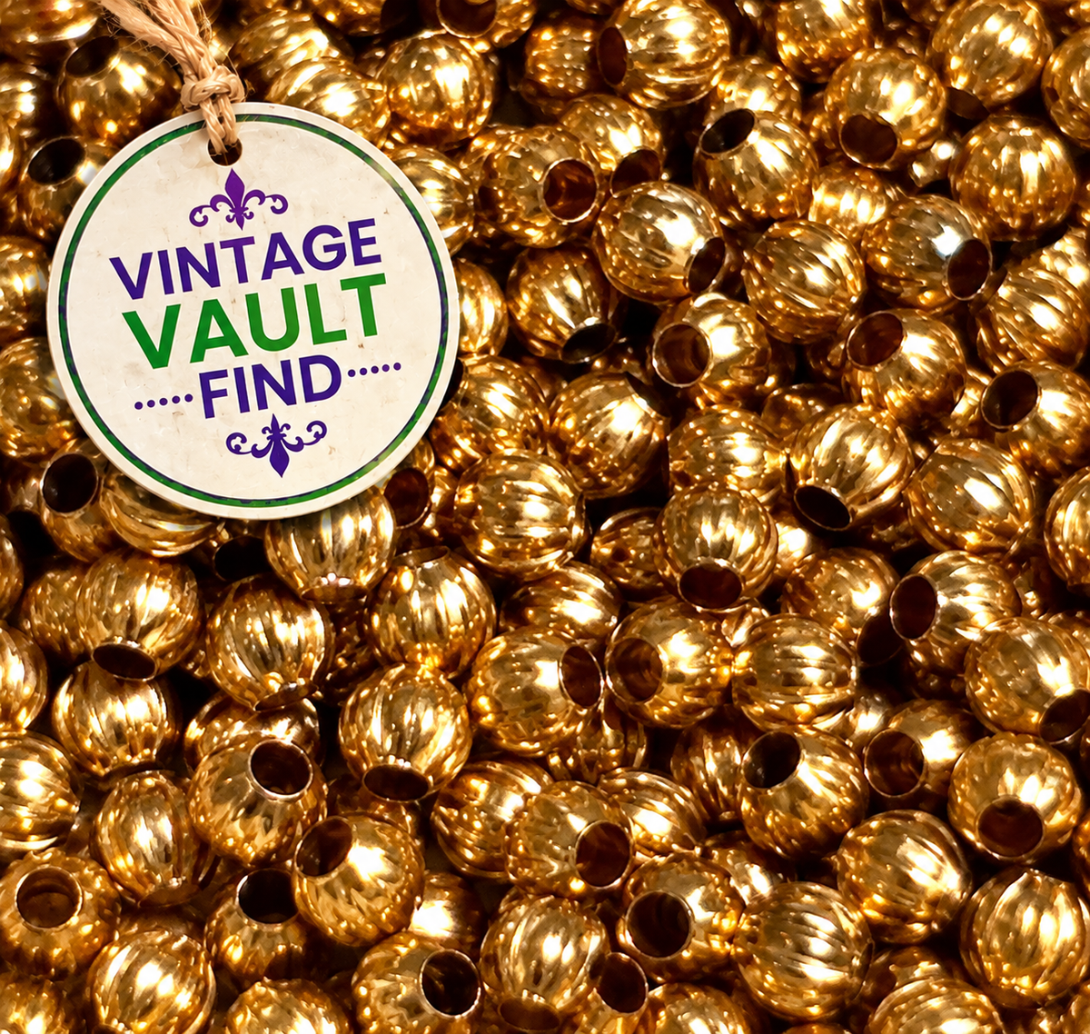 Rare Vintage French Torse Beads Gold-Plated Brass 2mm #VB8014