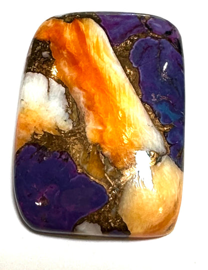Spiny Oyster and Purple Turquoise Rectangle Cabochon 21x29mm #CAB7936
