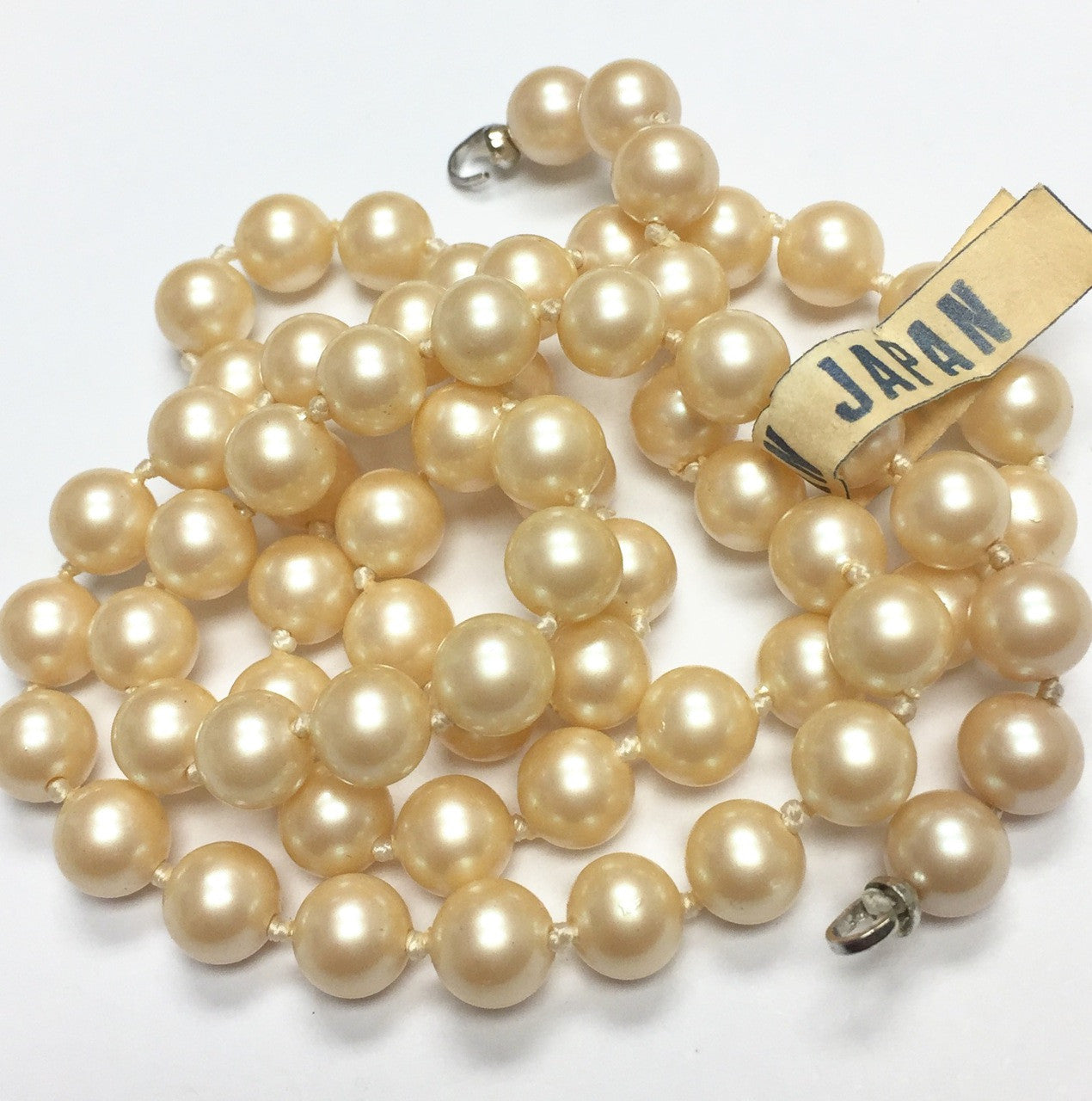 Vintage Vanilla Glass Faux Pearl Bead Strand-6mm