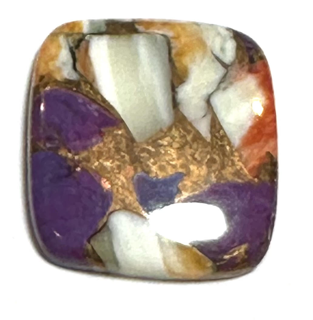 Spiny Oyster and Purple Turquoise Cabochon 24x26mm #CAB7934