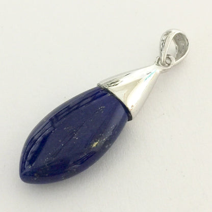 Smooth Lapis Pendant with Sterling Bail 10 x 20 x 6mm