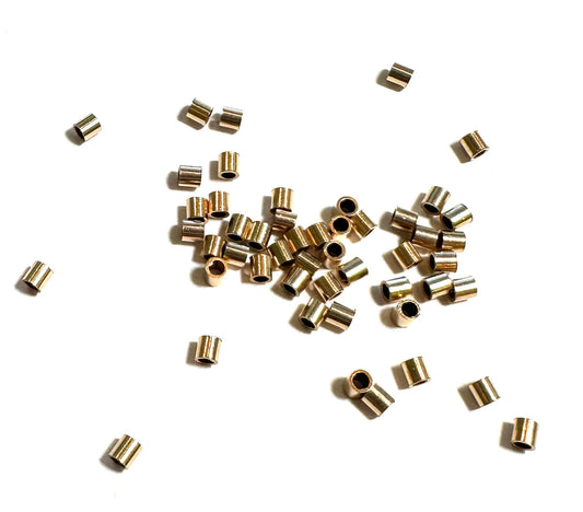 14K Gold-Filled Crimp Beads, 2x2mm (50 Pieces) – Item #2917